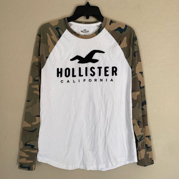 Hollister White and Camouflage Long Sleeve Tee - Picture 1 of 5